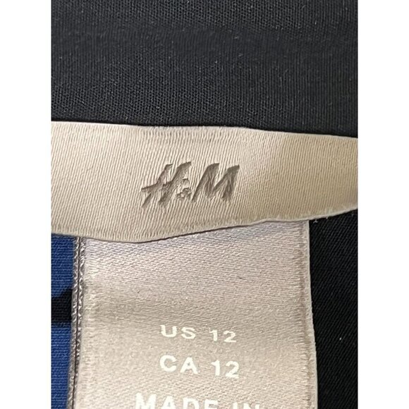 H & M Top Women 12 Blue Floral Western Boho Retro Classic Flowy Summer Concert - Picture 2 of 15